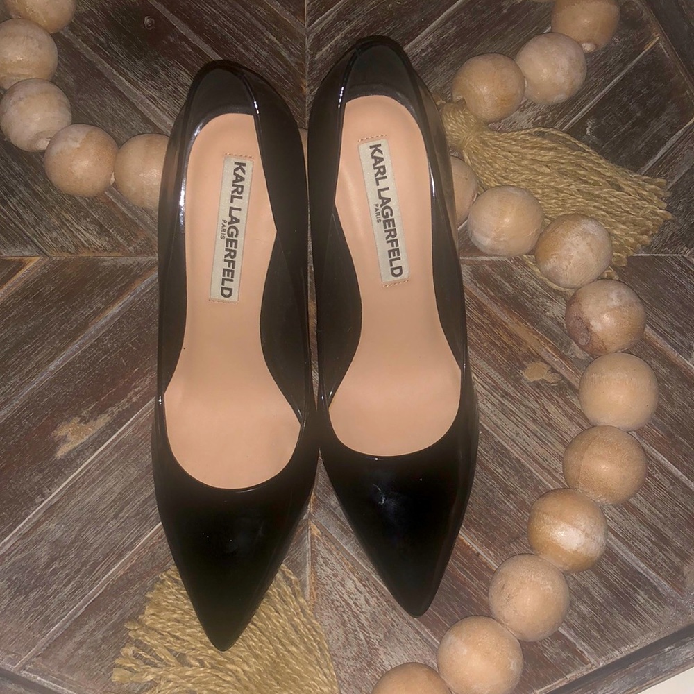 Karl Lagerfeld Black Patent Leather Heels